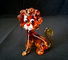 MURANO ITALY Vintage 2.9" amber ART GLASS figurine LION ornament figure