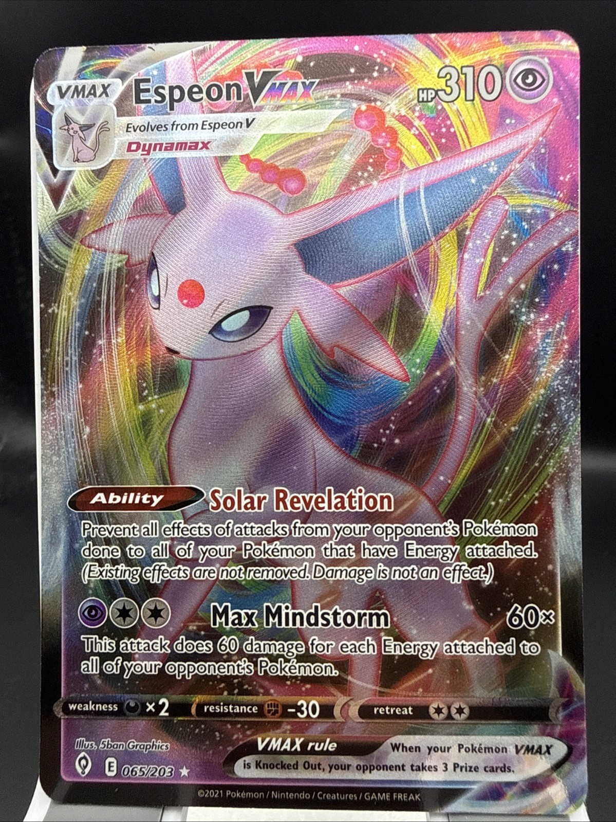 Espeon VMAX 065/203 Evolving Skies Rainbow Secret Rare VMAX NM