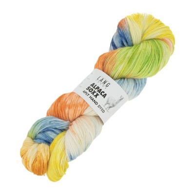 LANG YARNS ALPACA SOXX 4-FACH/4-PLY HAND DYED Garn (0003 - gelb/orange/blau)