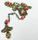 Rosary St. Therese of Lisieux - Olive Green Ceramic Beads and Roses