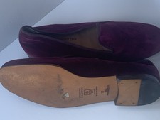 Stubbs & Wootton Purple Velvet Slip On Loafer Flats UK 11 New w/ Defects