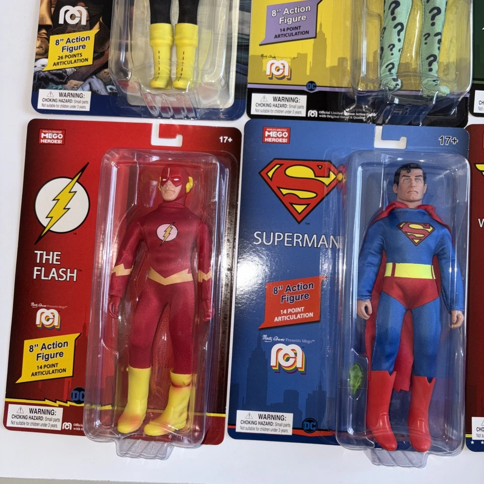Mego DC LOT OF 8 FIGURES BATMAN, FLASH, SUPERMAN 8" figures NEW - Image 3 of 4