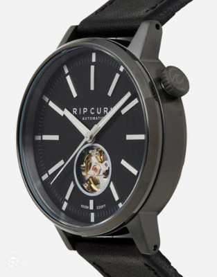 Rip Curl DRAKE AUTOMATIC LEATHER SURF WATCH New - 008MTI Gunmetal