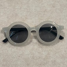 Kids Round Milky White and Black Two Tone Retro Sunglasses Translucent Frames