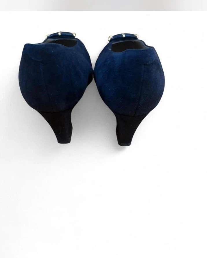 Sesto Meucci Флоренции черный замшевый каблук туфли с золотой фурнитуры из Италии 8 М - Изображение 3 из 4