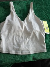 All In Motion Women's Flex Light Support V Neck Cropped Sports Bra Cream Xs