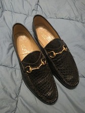 GUCCI MENS BLACK CROCODILE 1953 HORSEBIT LOAFER 12.5D