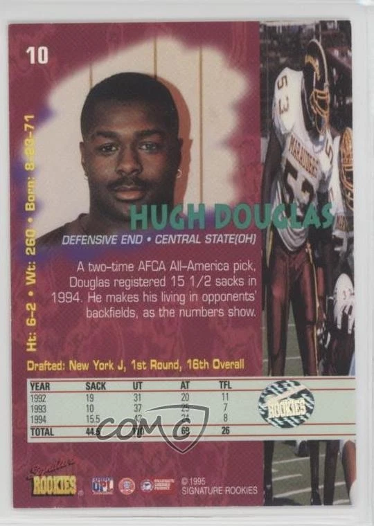 1995 Signature Rookies Tetrad Auto /5000 Hugh Douglas #10 Auto RC - Image 2 of 2