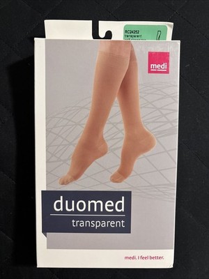 Medi Duomed  Transparent 20-30 mmHg Sheer Knee High Black Closed Toe  MEDIUM