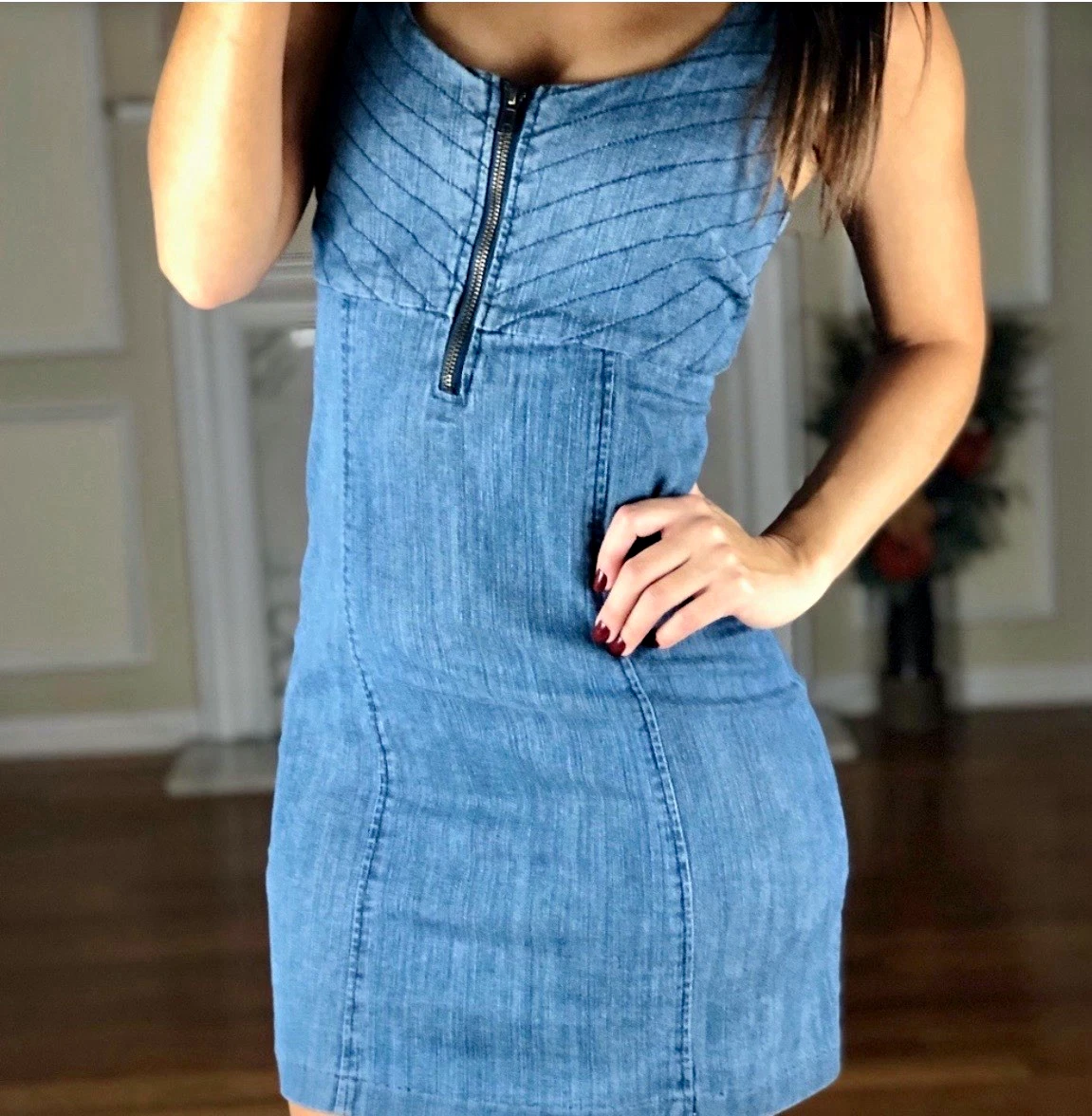 Denim Bodycon Dresses Blue for sale