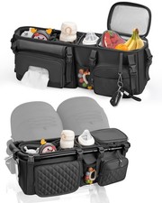 Double Stroller Organizer Bag for Bob Duallie and Baby Jogger City Mini Gt2, ...
