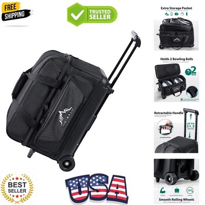 Double Roller 2 Ball Bowling Bag with Separate Shoe Compartment