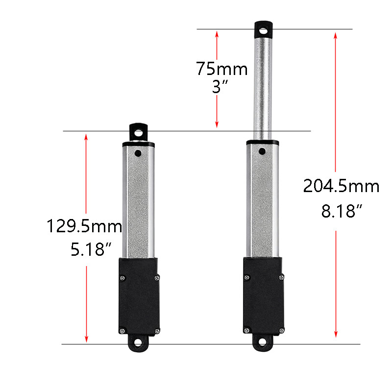 Mini Micro Linear Actuator 12V 3" 75mm 6.4N/1.4lbs 150mm/s Fast Speed + Brackets