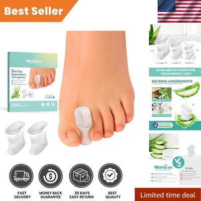 12-Pack  Gel Toe Separators - Aloe Vera Infused for Comfort & Pain Relief