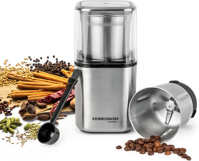 ROMMELSBACHER Gewürz Und Kaffee Mühle EGK 200, 2 Edelstahlbehälter Mit Schlagmes