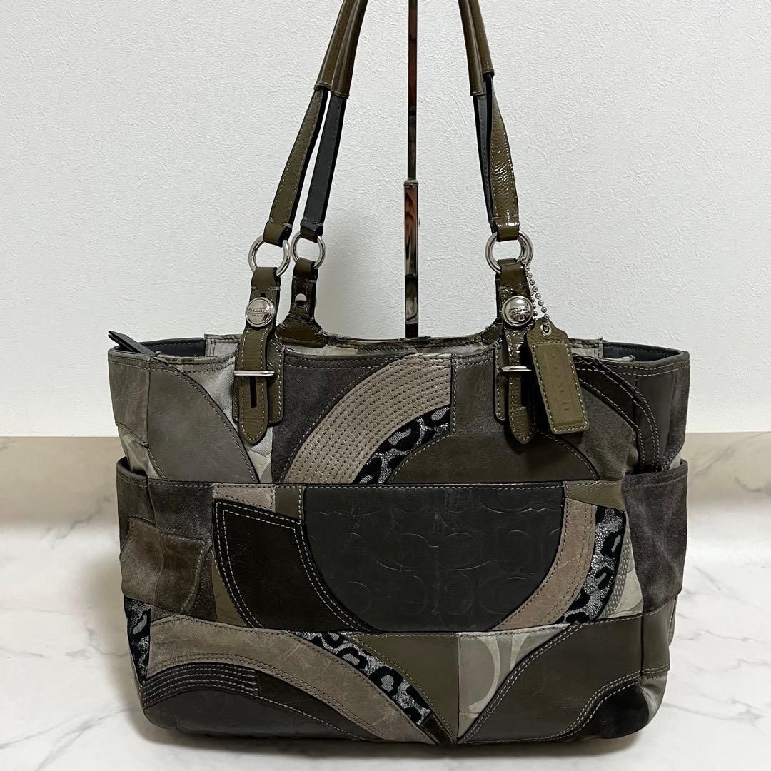 Good Condition Coach Patchwork Tote Bag Signature… - image 2