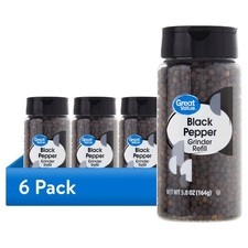  6 pack Great Value Sam's Choice Black Pepper Refill Bottle