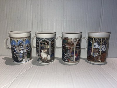 Dunoon Scotland Kitten Kitty Cats Christmas Window Coffee Mug Cup Fine Bone NIB
