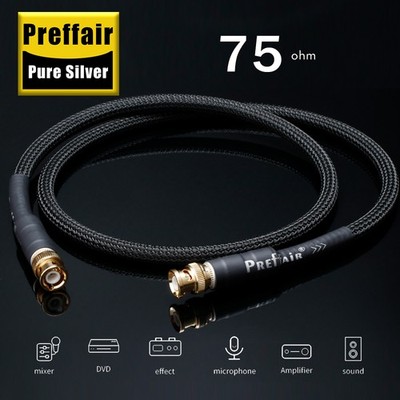 Hi-Fi Pure Silver BNC Digital Coaxial Cable HD Video Cord Male to Male Connector