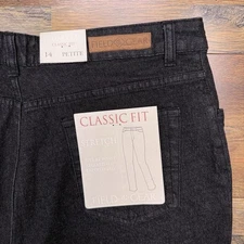 Field Gear Classic Fit Jeans Womens 14 Petite Black Tapered Leg Stretch New 
