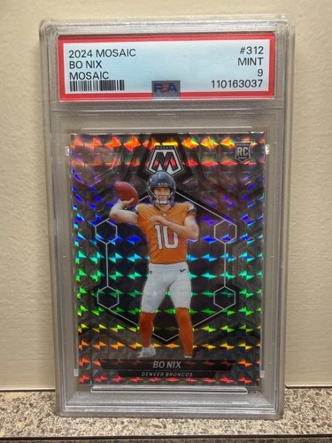 2024 Mosaic Bo Nix RC #312 PSA 9, Rookie, Denver Broncos