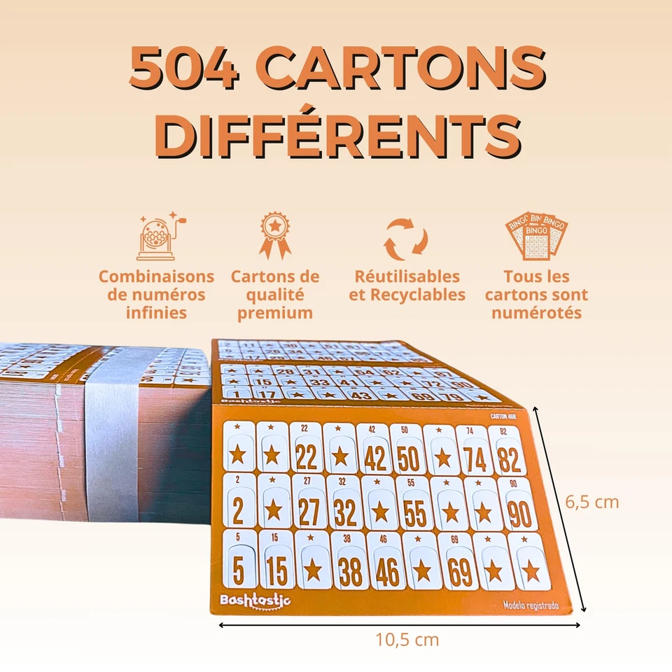 504 Carton Loto Troquelés - Cartons Loto pour Le Jeu de Loto Carte Loto Réuti... - Photo 3/4