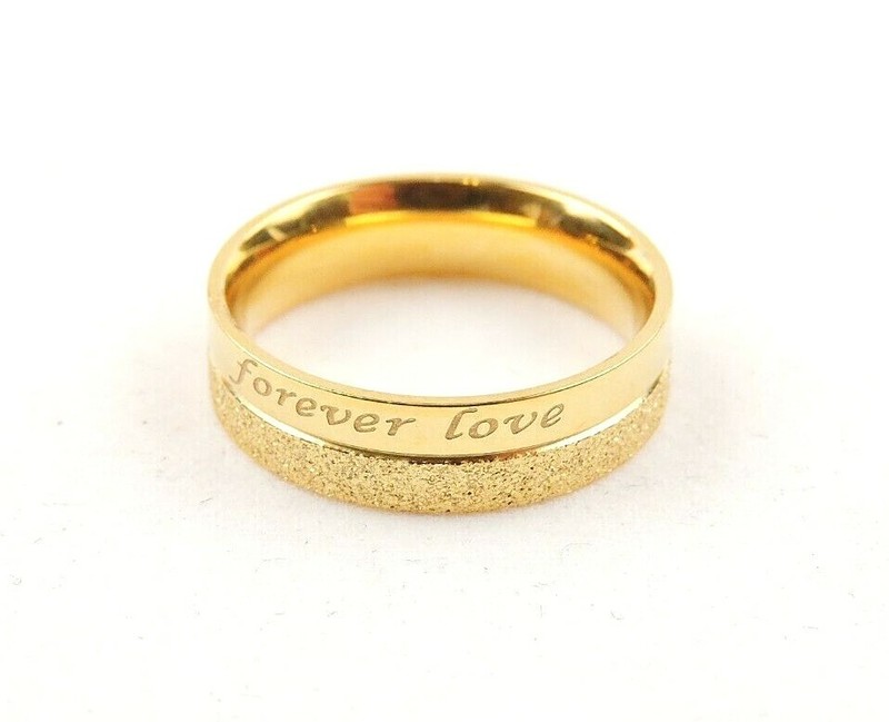 Gold Plated Engraved "forever Love" Comfort Fit Band Ring - Product main view
