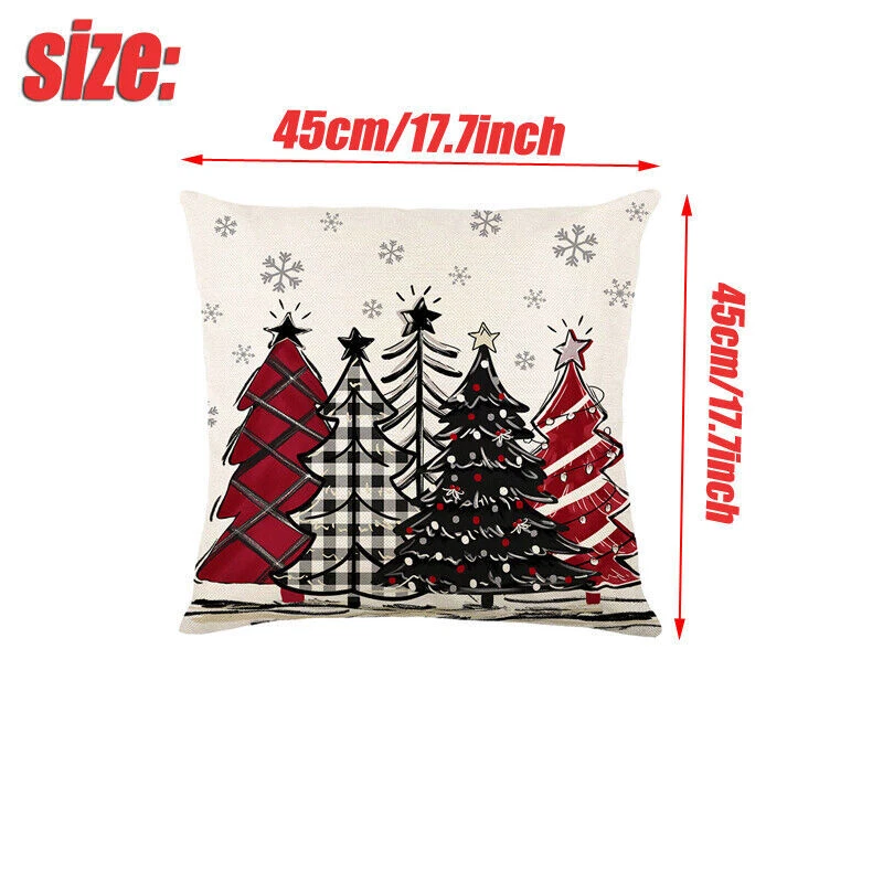 4pcs Christmas Cushion Covers Printed Square Sofa Pillow Case Xmas Home Decor - Image 2 of 4