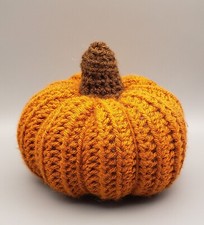 Hand Crochet Pumpkin Thanksgiving Halloween Autumn Decor Burnt Orange