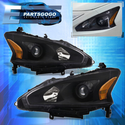 #ad #ad For Nissan Altima 4DR 13 15 Replacement Headlights Lamps LeftRight Black Amber $91.99