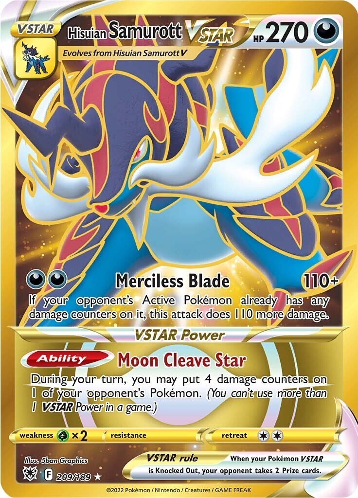 Hisuian Samurott VSTAR 209/189 - Astral Radiance Secret Rare - Pokemon TCG