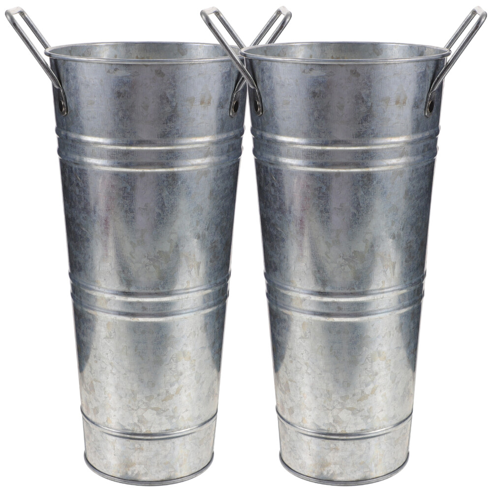 ★送料・関税込★THE GREATEST★Patch Flower Bucket★ 2 Pcs Retro Flower Bucket Metal Decorative Floral Buckets