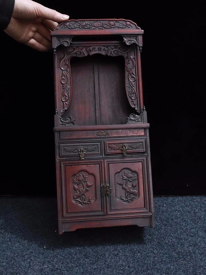 Antiguo Altar Budista de Palo de Rosa Butsudan Santuario Dios Casa Zen Colección Foto 3 de 4