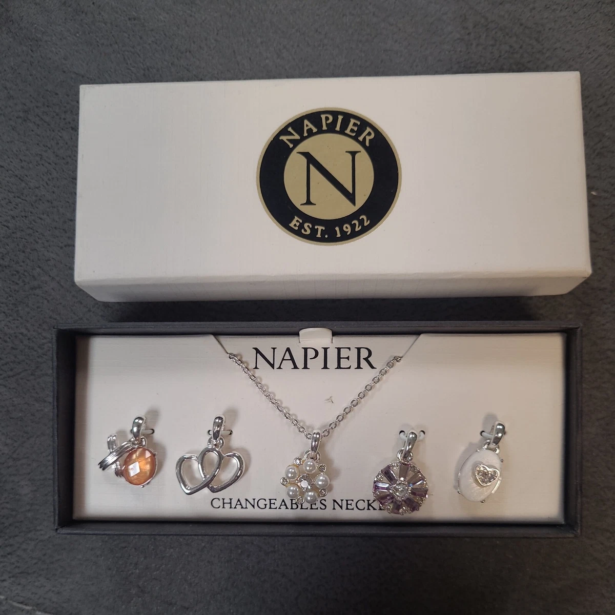 Napier Changeable s 5 Pendant Necklace Set in Original Box Lovely