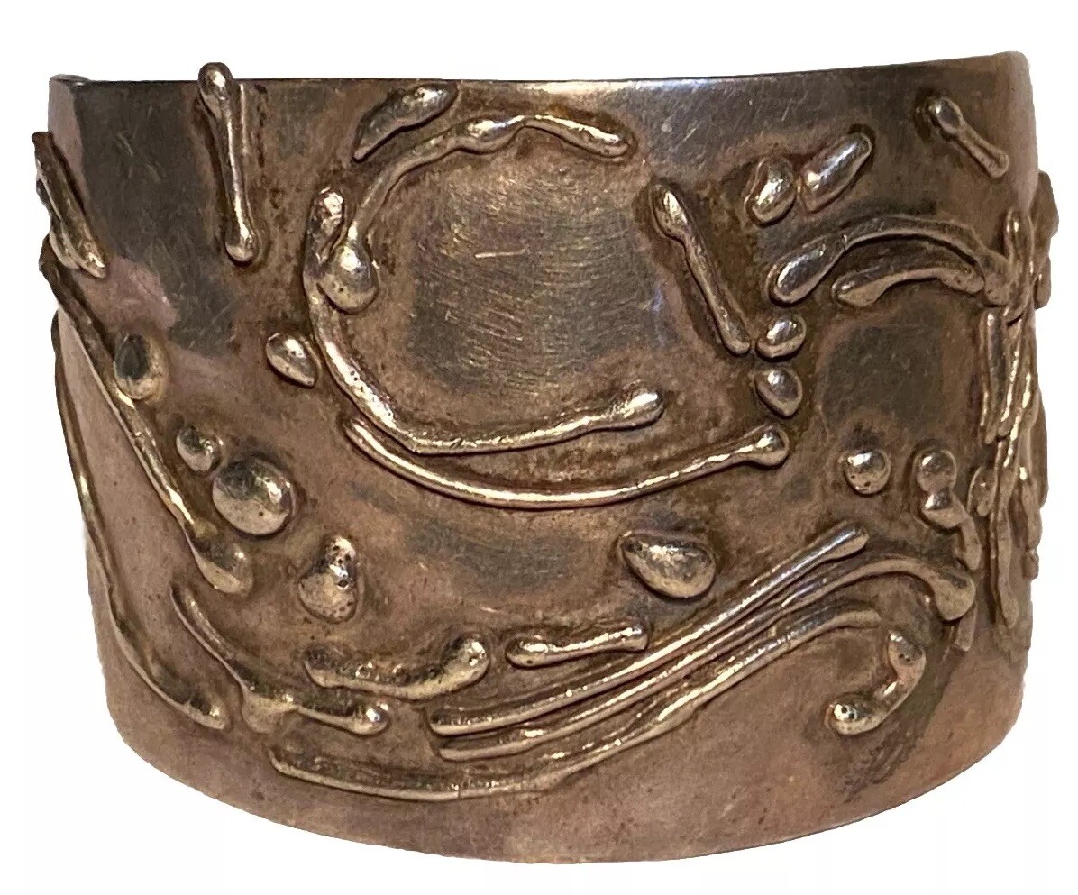 LARGE SILVER STUDIO ARTISAN REPOUSSÉ BRUTALIST MO… - image 14