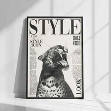 Vogue Leopard Digital Print, Cheetah Wall Art, Printable Vogue Leopard Decor