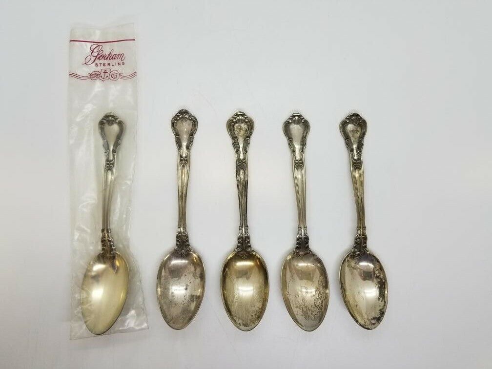Lot of 5 Gorham Chantilly 5-7/8" 925 Sterling Silver Teaspoons Spoon NO MONO