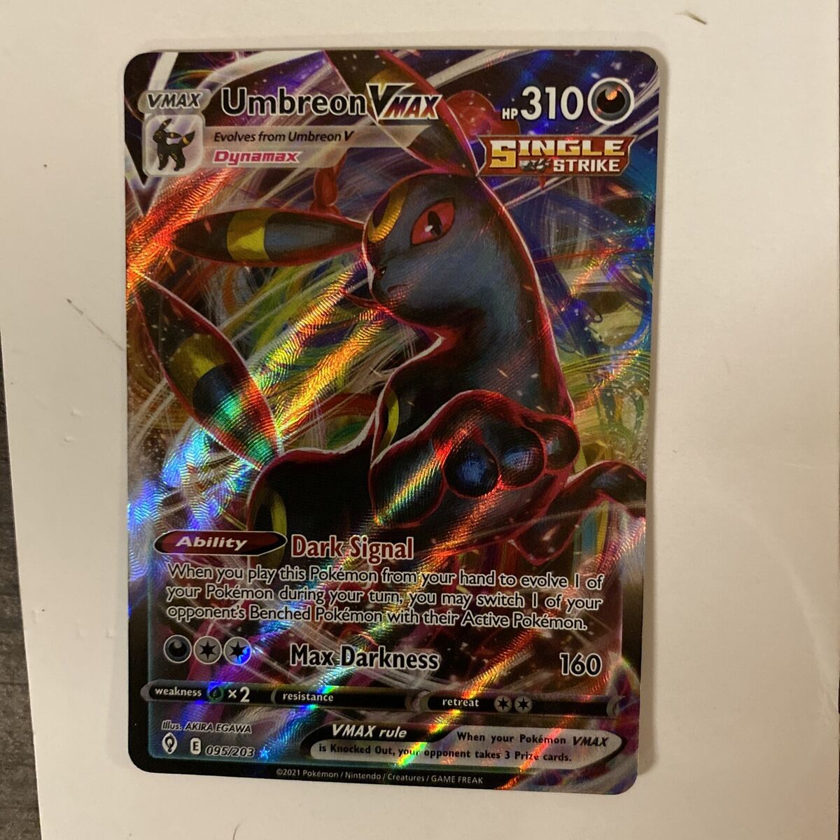 Umbreon Vmax 95/203 Ultra Rare Pokemon Evolving Skies Umbreon Vmax 95/203 Ultra Rare Pokemon Evolving Skies