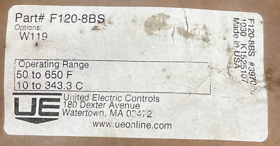 HOUSTON STOCK NEW UNITED ELECTRIC F120-8BS TEMPERATURE SWITCH FREE SHIPPING