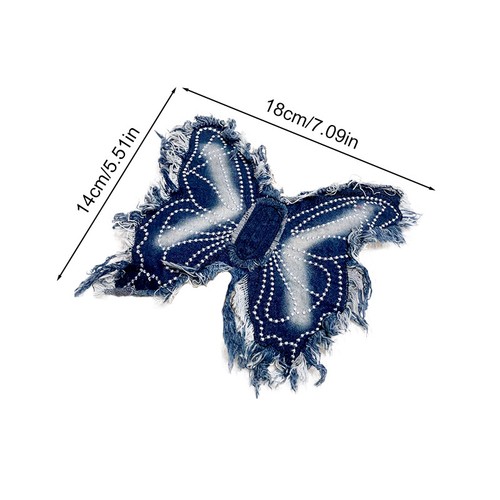 1 Stck. Mode gewaschen Denim Stoff Patches Schmetterling bestickt europäischer Stil NEU - Bild 2 von 15