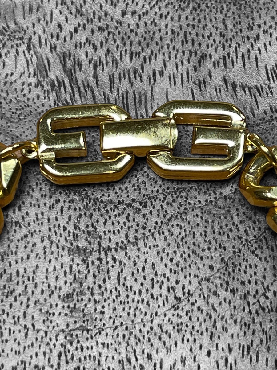 Vintage Givenchy Cuban Link Bracelet Thick Heavy Gold Chain