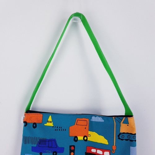 Teal Blue Cars Travel Print Library Bag Handmade Tote Bag Satchel Library Bag - Bild 6 von 9