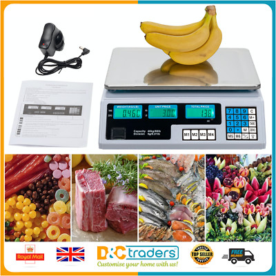 40 kg/5 g digitale Waage elektronische Preisrechnung Gewicht Laden Marktwaage UK
