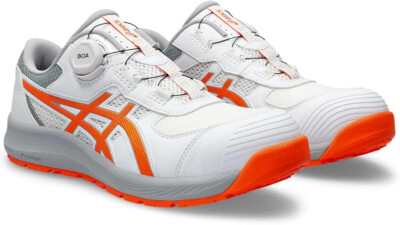 安全靴 WINJOB CP219 BOA WHITE/SHOCKING ORANGE ASICS Working Safety Shoes WIN JOB CP219 BOA White Orange 1273A092