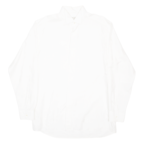 KINGS ROAD Mens Plain Shirt White Long Sleeve M