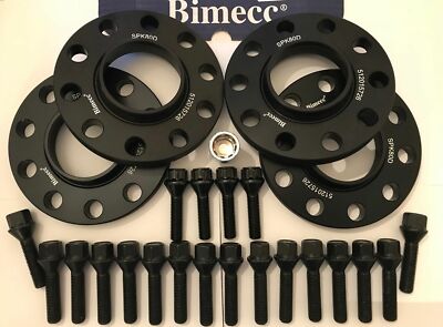 ALLOY WHEEL SPACERS X 4 + LOCKS FOR BMW F01 F02 F03 7 10mm B BIMECC M14X1.25 72
