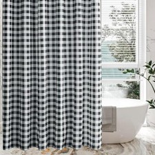 Spring Home Fabric Shower Curtains 72" X 72", Black  White Printed Checkered
