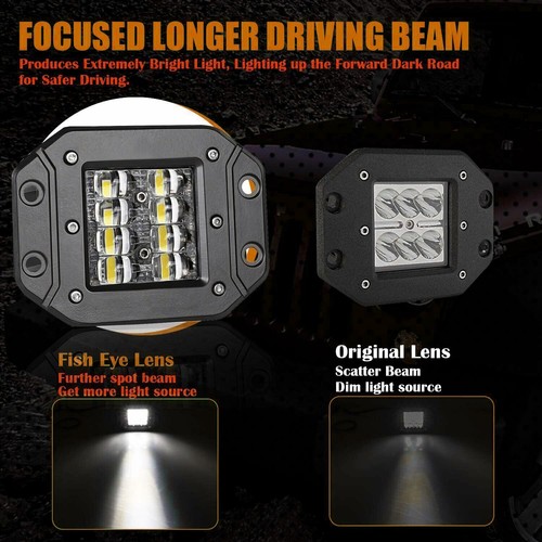 2pcs 5" LED Work Light Pods Flush Mount Backup Reverse Rear Front Bumper Offroad - Foto 4 di 11