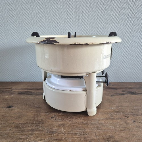 Vtg. BECCON Enamelware Stove Kerosene 3-wick camping cooker Paraffin offwhite - Picture 2 of 8