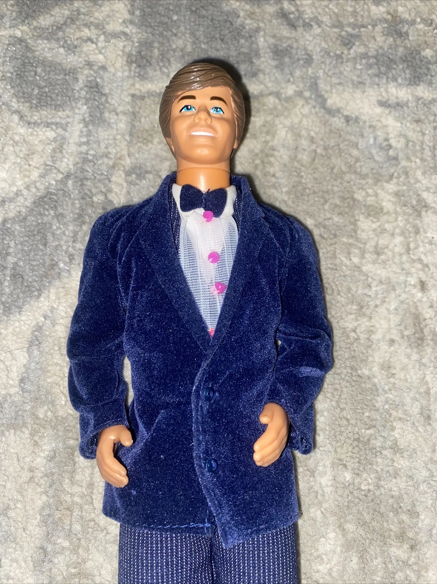 Vintage 1968 Ken Barbie Doll with Blue Velvet Suit Jacket W Pants